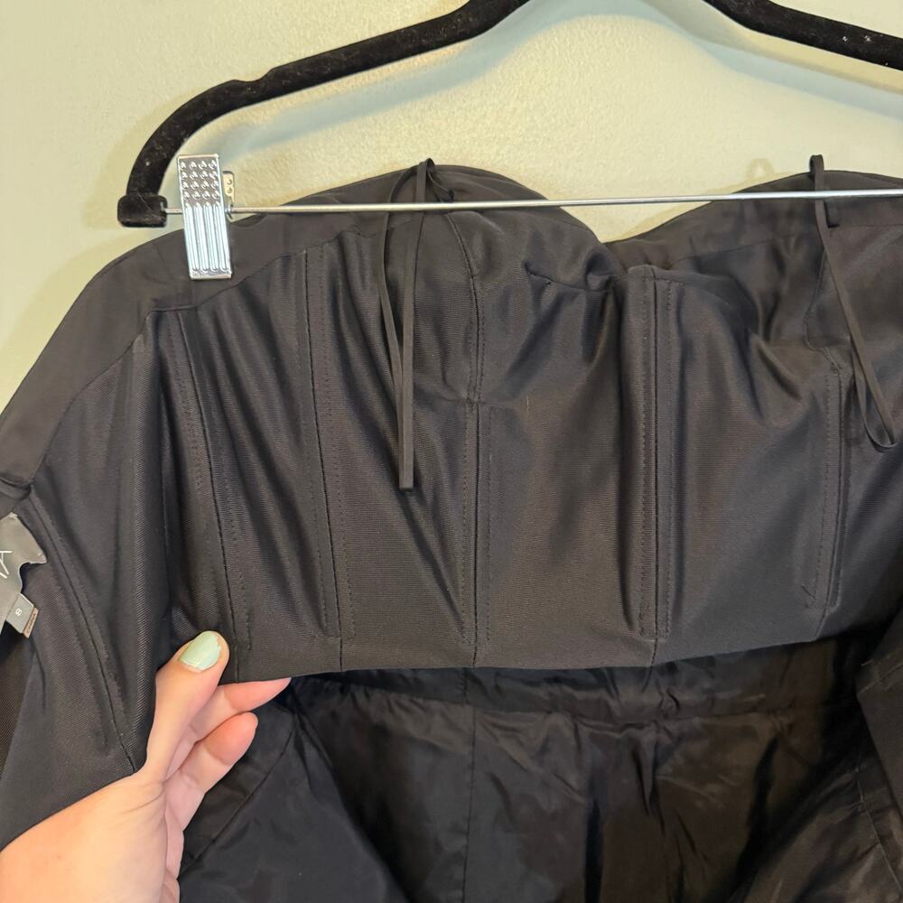 Theia Silk Sheath Dress 8 Black Mini Strapless Cocktail Party Glam NWT $450 MSRP - Picture 6 of 11